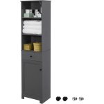 Sobuy - meuble colonne salle de bain avec, 3 compartiments ouverts + 1 tiroir, design fonctionnel, gris ...