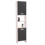 Idmarket - meuble colonne salle de bain design lea en bois blanc portes grises