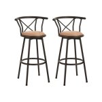 Meubles cosy lot de 2 chaises de bar pivotant sur 360°, tabourets hauts vintage, avec dossier et repose ... Meubles cosy lot de 2 chaises de bar pivotant sur 360°, tabourets hauts vintage, avec dossier et repose ...