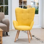 Fauteuil crapaud avec accoudoirs chaise capitonn style scandinave bogdan en tissu jaune - meubles cosy ...