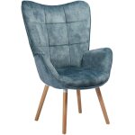 Fauteuil crapaud avec accoudoirs chaise capitonn style scandinave bogdan en velours bleu - meubles cosy ...