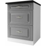 Meuble de cuisine bas 3 tiroirs 60 cm dina en mlamin avec 3 tiroirs gris