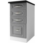 Tendencio - meuble de cuisine bas 4 tiroirs 40 cm dina en mlamin avec 4 tiroirs gris