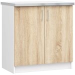 Armoires de cuisine basse akord s80 lima blanc 80 cm 2 portes faade chne sonoma 2 tagres 80x44, 5x82 ...