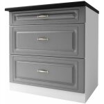 Tendencio - meuble de cuisine casserolier bas 3 tiroirs 80 cm dina en mélaminé gris Tendencio - meuble de cuisine casserolier bas 3 tiroirs 80 cm dina en mélaminé gris