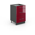 Meuble cuisine fame - line, rouge bordeaux haute brillance, 50 cm sans plan de travail, vicco