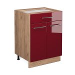 Meuble cuisine fame - line, rouge bordeaux haute brillance, 60 cm avec tiroir, sans plan de travail vicco ...