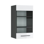 Vicco - meuble de cuisine haut vitr� fame - line, blanc haute brillance, 40 cm