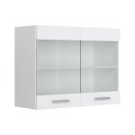 Meuble de cuisine haut vitr� r - line, blanc haute brillance, 80 cm vicco