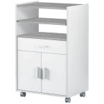 Meuble de cuisine micro - ondes blanc et ciment avec 1 tiroir et 2 portes, 92x59x40 cm Meuble de cuisine micro - ondes blanc et ciment avec 1 tiroir et 2 portes, 92x59x40 cm