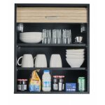 Meuble cuisine noir rideau chne blanc ou alu 2 etagres l 60 h 72 p 35 cm - coloris: chne naturel