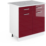 Meuble cuisine r - line, rouge bordeaux haute brillance, 80 cm, pt marbre vicco Meuble cuisine r - line, rouge bordeaux haute brillance, 80 cm, pt marbre vicco
