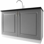Meuble de cuisine sous - évier 2 portes 120 cm dina en mélaminé gris Meuble de cuisine sous - évier 2 portes 120 cm dina en mélaminé gris