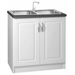 Tendencio - meuble de cuisine sous - evier 2 portes 80 cm dina mlamin avec 1 tagre blanc