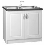 Tendencio - meuble de cuisine sous - évier 2 portes 90 cm dina en mélaminé avec 1 Étagère blanc Tendencio - meuble de cuisine sous - évier 2 portes 90 cm dina en mélaminé avec 1 Étagère blanc