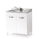 Iperbriko - meuble de cuisine sous - vier frne blanc 2 portes 80x50xh85 cm