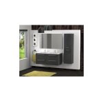 Sanitaire ? meuble double vasque 120cm en bleu canard ? plan en c�ramique avec 4 tiroirs soft closing ...