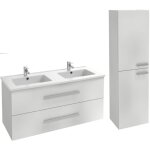 Meuble double vasque 120 cm jacob delafon ola up + colonne de salle de bain blanc