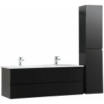 Mob - in - ensemble meuble double vasque noir carbone 120cm + vasque + colonne Mob - in - ensemble meuble double vasque noir carbone 120cm + vasque + colonne