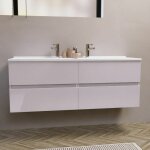 Meuble double vasque 140 cm rosaly - blanc - vasque en rsine