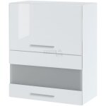 Meuble haut de cuisine bellissi blanc brillant 2 portes relevables avec vitre opaque l 60 cm