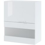 Meuble haut de cuisine bellissi blanc brillant 2 portes relevables avec vitre opaque l 60 cm