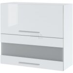 Meuble haut de cuisine bellissi blanc brillant 2 portes relevables avec vitre opaque l 80 cm - porte ...