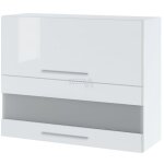 Meuble haut de cuisine bellissi blanc brillant 2 portes relevables avec vitre opaque l 90 cm - porte ...