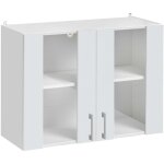 Meuble haut de cuisine eco blanc brillant 2 portes vitrées l 80 cm Meuble haut de cuisine eco blanc brillant 2 portes vitrées l 80 cm