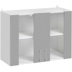 Meuble haut de cuisine eco gris brillant 2 portes vitrées l 80 cm Meuble haut de cuisine eco gris brillant 2 portes vitrées l 80 cm