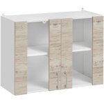 Meuble haut de cuisine eco noyer blanchi 2 portes vitrées l 80 cm Meuble haut de cuisine eco noyer blanchi 2 portes vitrées l 80 cm