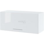 Meuble haut slim de cuisine bellissi blanc brillant 1 porte relevable l 80 cm - porte avec poign�e apparente ...