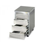 Meuble inox 4 tiroirs 500 x 700 mm sur roulettes / goldinox