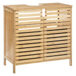 Pegane - meuble lavabo en bambou - dim : l. 60 x p. 28 x h. 80 cm