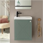 Ensemble meuble lave - mains vert de gris ava avec robinet noir