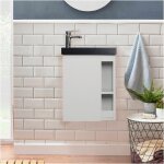 Meuble lave - mains suspendu hampton avec vasque en rsine noir