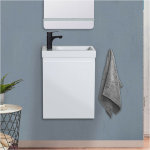 Mob - in ? meuble lave - mains suspendu 41x21, 5cm avec robinet noir ? fixation murale ? vasque c�ramique ...