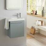 Pack lave - mains vert avec porte serviette - robinetterie eau froide  droite - l. 48 x h. 52. 5 cm ...