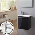Meuble lave - mains pour wc gris anthracite brillant avec vasque moderne et mitigeur