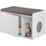Meuble a litiere pour chat avec banc Meuble a litiere pour chat avec banc