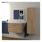 Sanitaire - meuble neptune bois clair 80 cm avec miroir lite
