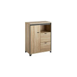 Calicosy - buffet haut 1 porte et 2 tiroirs en chne sonoma et gris - rafael