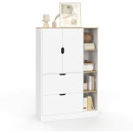 Meuble de rangement l. 80 cm nouk pour bureau, chambre, entr�e avec 3 portes et 2 tiroirs blanc et bois ...