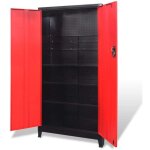 Meubles de rangement?armoire � outils avec 2 portes acier 90x40x180 cm noir et rouge cfw774041