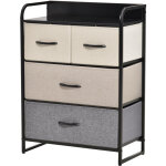 Homcom - meuble de rangement chiffonnier 4 tiroirs en tissu 58 x 29 x 78, 5 cm noir gris écru beige Homcom - meuble de rangement chiffonnier 4 tiroirs en tissu 58 x 29 x 78, 5 cm noir gris écru beige