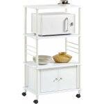 Chariot de cuisine roulant meuble de rangement avec 3 tablettes et armoire, support pour micro - ondes, ...