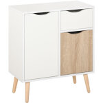 Homcom - meuble de rangement design scandinave 2 placards tiroir coulissant pieds bois massif pin panneaux ...