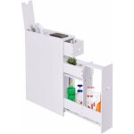 Costway meuble de rangement avec deux tiroir pour cuisine salle de bains 16 x 48 x 58cm, mdf blanc