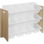 Meuble de rangement pour enfant avec 12 casiers - tobias - mdf d�cor bois naturel. l 84 x p 29. 5 x h ...
