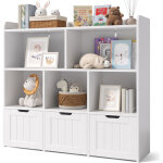 Meuble de rangement pour enfants bealife biblioth�que pour jouets avec 3 tiroirs 5 compartiments ouverts ...